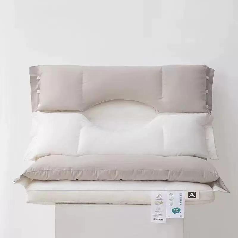 全棉分区护颈枕牵引枕不压耳针织棉枕头枕芯可拆卸跨境外贸批发