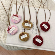 韩国新款字母彩色针织毛线仿皮儿童项链 秋冬甜美可爱项饰配饰女