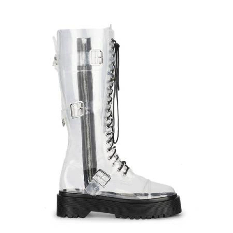 Трансграничная независимая станция Толстая подошва для кексов Lolita Cosplay Shoes Прозрачные ПВХ короткие сапоги