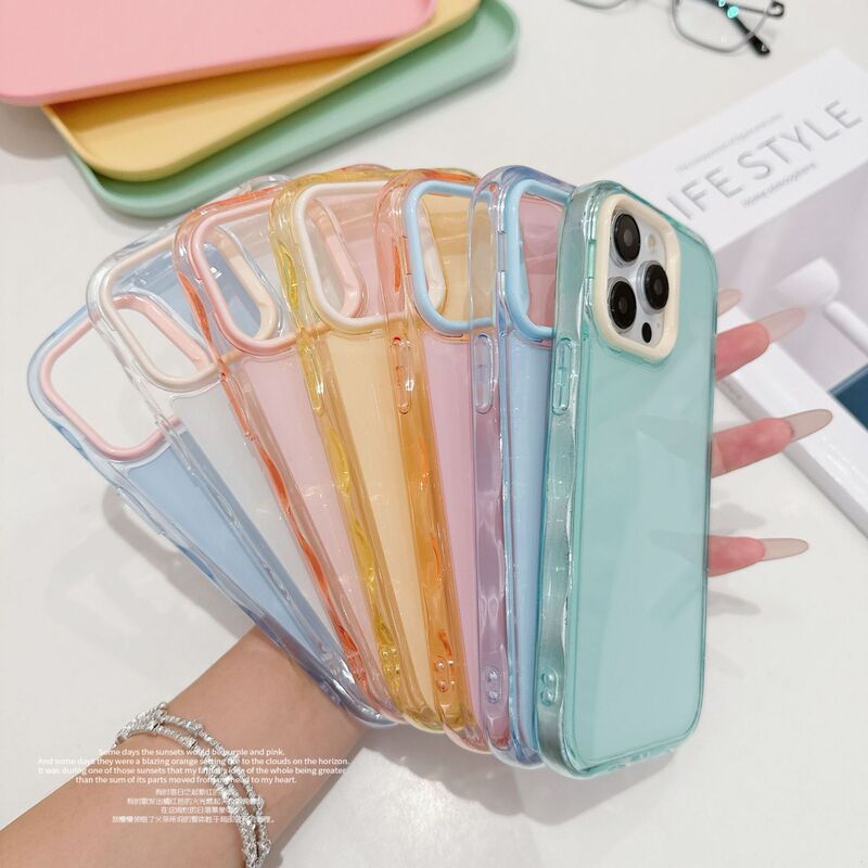 Two-In-One Acrylic Large Hole Suitable for 17Pm Phone Case Apple 16 Colorful Jelly Wave Mirror 14 Protective Cover Two-In-One Acrylic Large Hole Suitable for 17Pm Phone Case Apple 16 Colorful Jelly Wave Mirror 14 Protective Cover