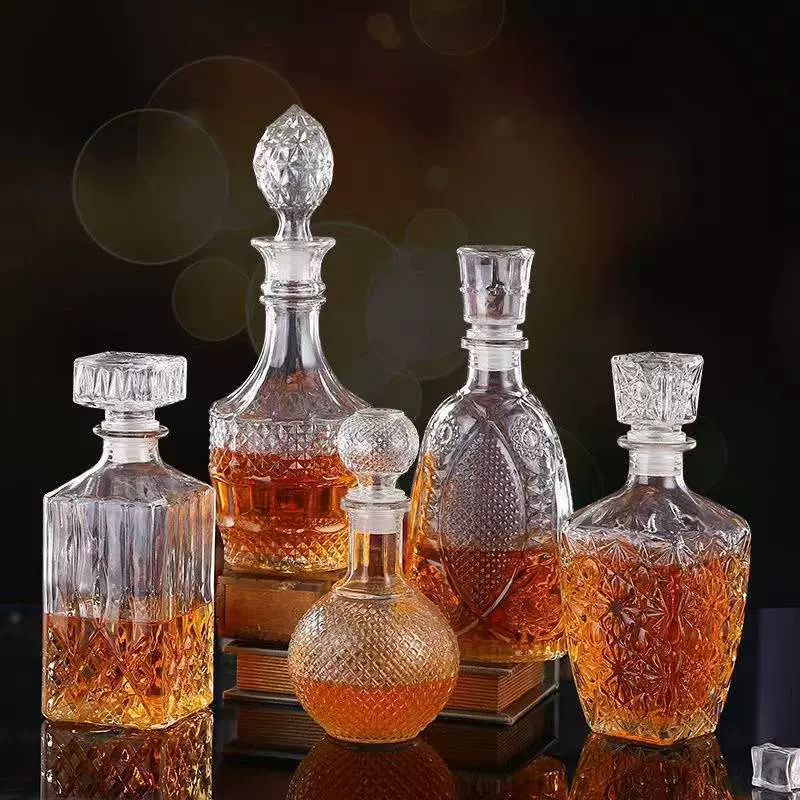 红葡萄酒瓶空瓶钻石威士忌酒瓶批发玻璃醒酒器xo洋酒瓶500ml水晶