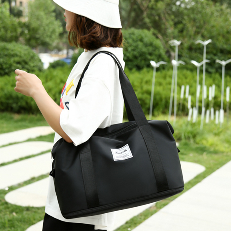 Bolsa de viaje con logotipo impresa personalizada, bolsa de viaje al aire libre de gran capacidad, bolsa de equipaje, bolsa de hombro de corta distancia, bolsa de fitness