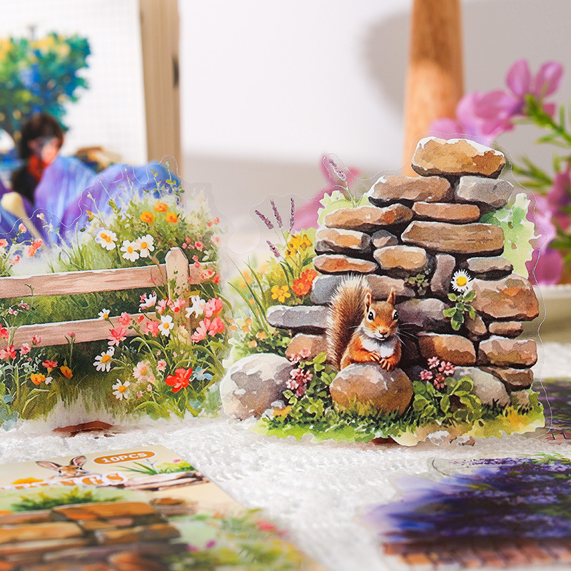 Jardín secreto transparente impermeable pet paisajismo pegatinas diy pegatinas de cuentas de ladrillo transfronterizas cerca pegatinas de cuentas de pared