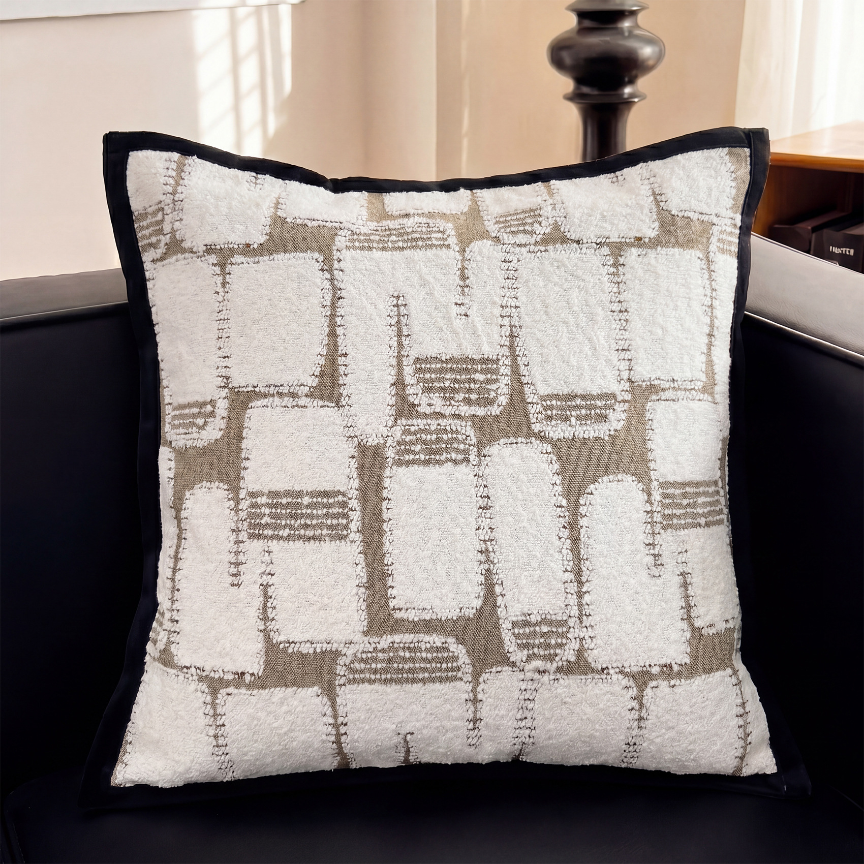 Nórdico de lujo ligero sofá almohada al por mayor almohada de sala de estar inwind jersey jacquard almohada transfronteriza un cabello