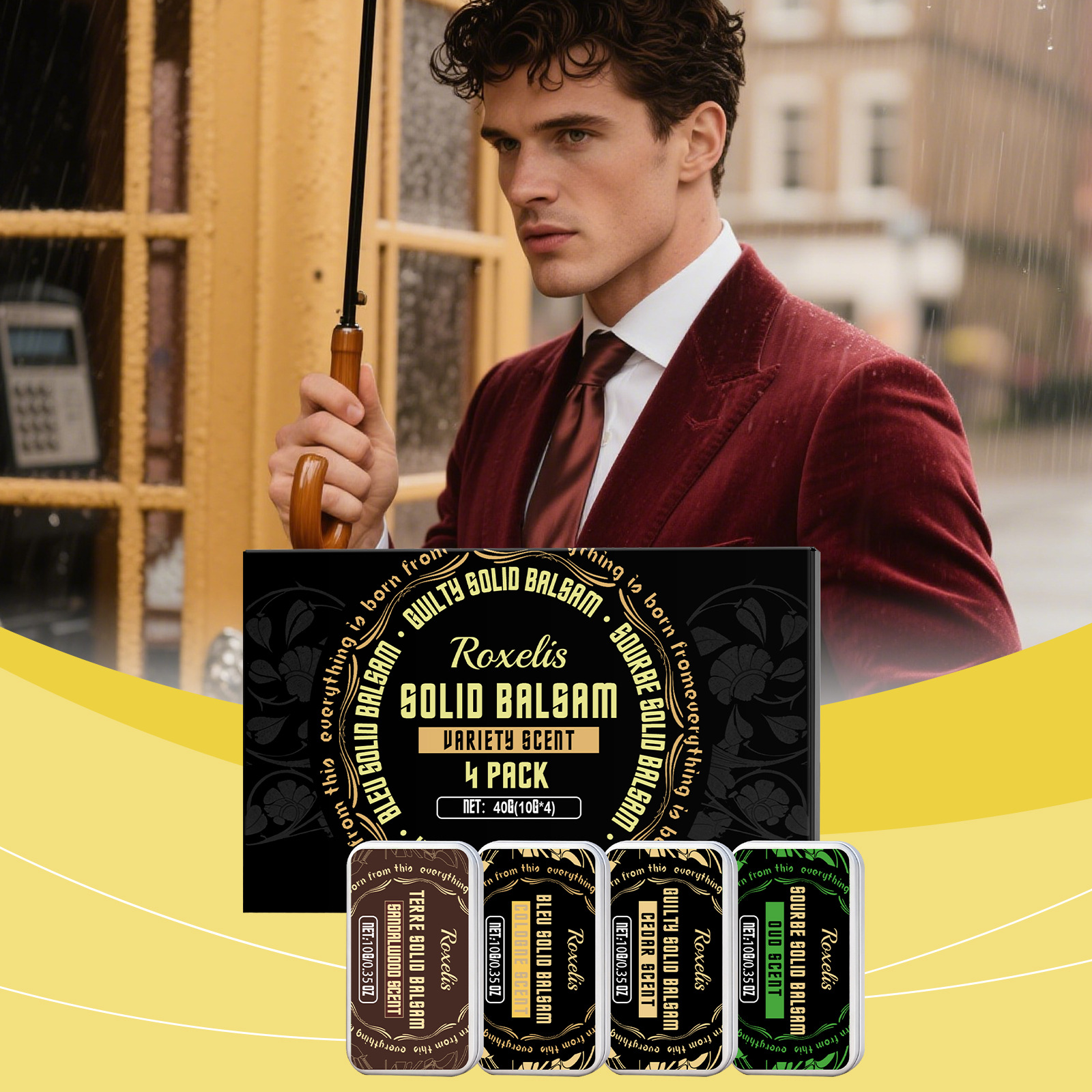 Elegant Solid Balm Set with a Fresh and Delicate Fragrance, Natural Long-Lasting Scent, Convenient for Daily Use, Men's Balm Set