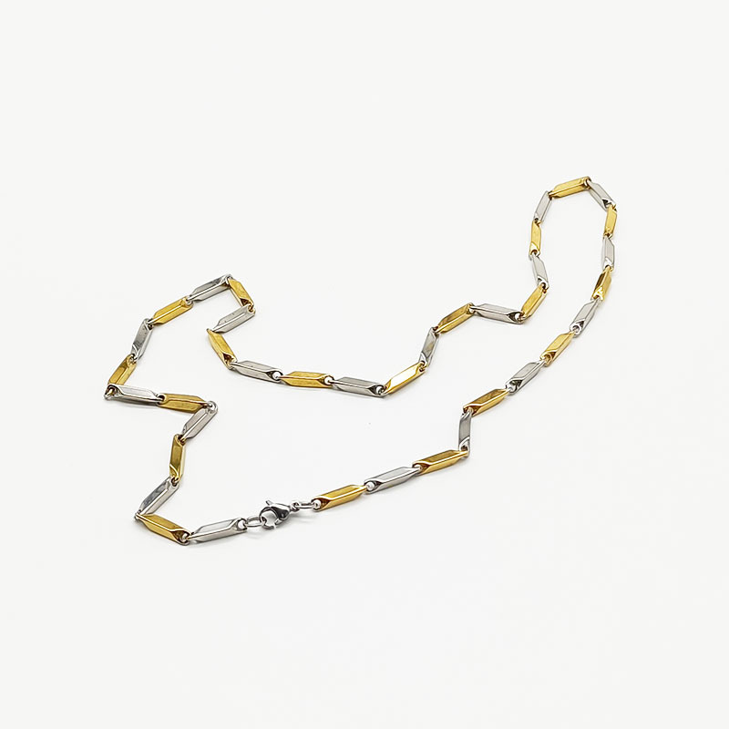 Collana con catena a forma di semi di melone non ricamata, semplice catena abbinata alla moda per uomo e donna, titanio leggero_voghion.com