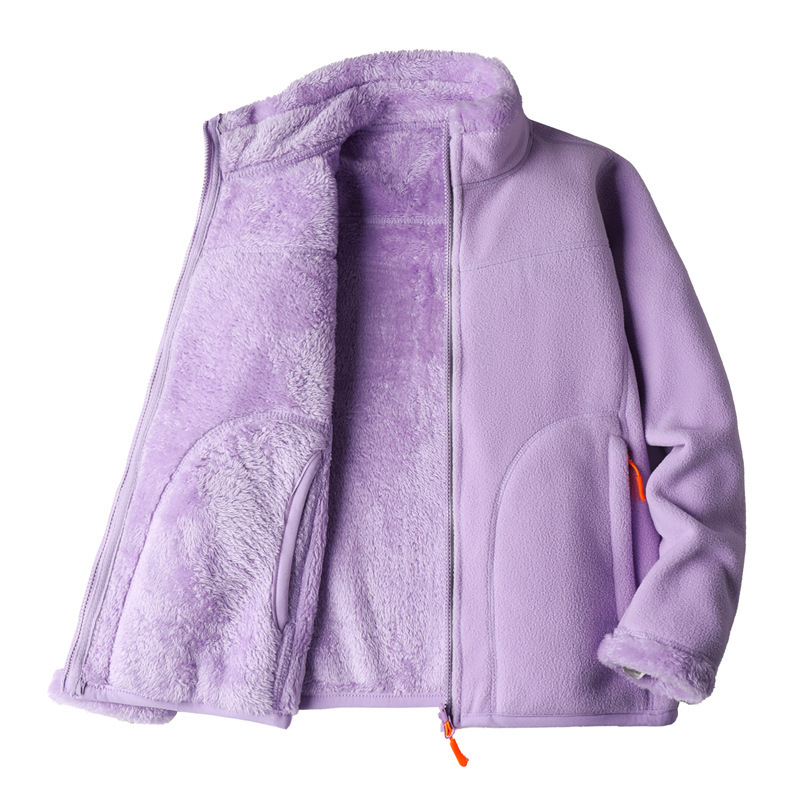 New Couple's Fleece Jacket for Men and Women, Autumn and Winter Reversible Fleece Warm Thick Coral Fleece Coat, Polar Fleece Top