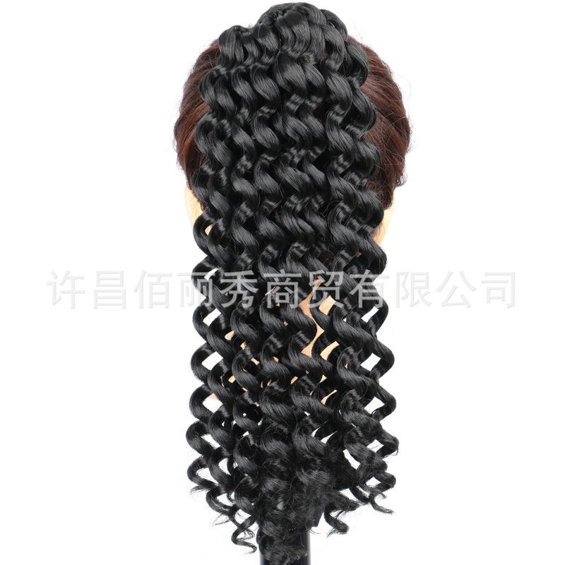 Wand Hair Tie, Hair Rope, Hair Tie, Black Cross-Border Rubber Band, Wrapped Hair, Chemical Fiber Hair, Synthetic Ponytail