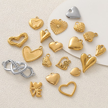 欧美爆款不锈钢y2k甜心桃心爱心吊坠合集DIY手工项链手链配件饰品