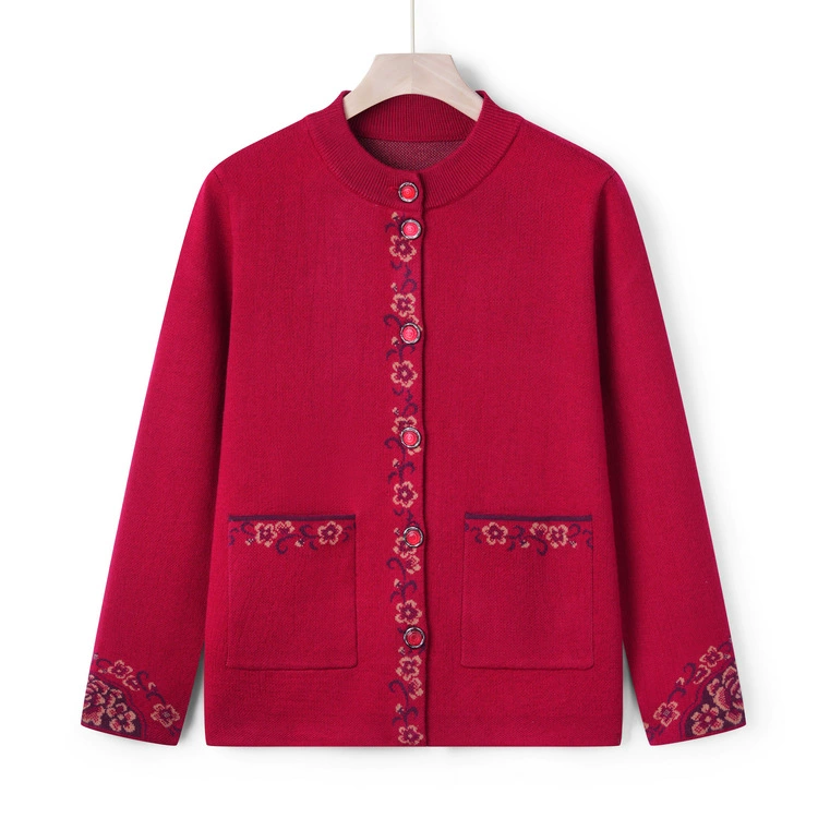 2024 новый стиль мама одежда осенний кардиган пальто для пожилых людей