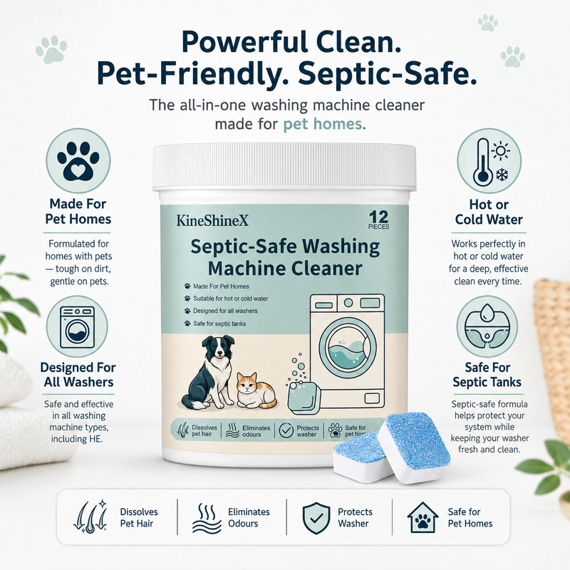 KineShineX Washing Machine Cleaning Effervescent Tablets for Pets and Home Use, Dissolves Hair, Eliminates Odors, and Cleans Tank Scum KineShineX Washing Machine Cleaning Effervescent Tablets for Pets and Home Use, Dissolves Hair, Eliminates Odors, and Cleans Tank Scum