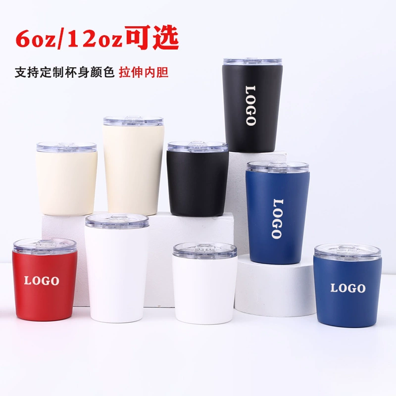 Amazon 8 унций/12 унций двухслойная Изолированная кофейная чашка из нержавеющей стали Удобная мини-чашка с крышкой Молочная чашка оптом
