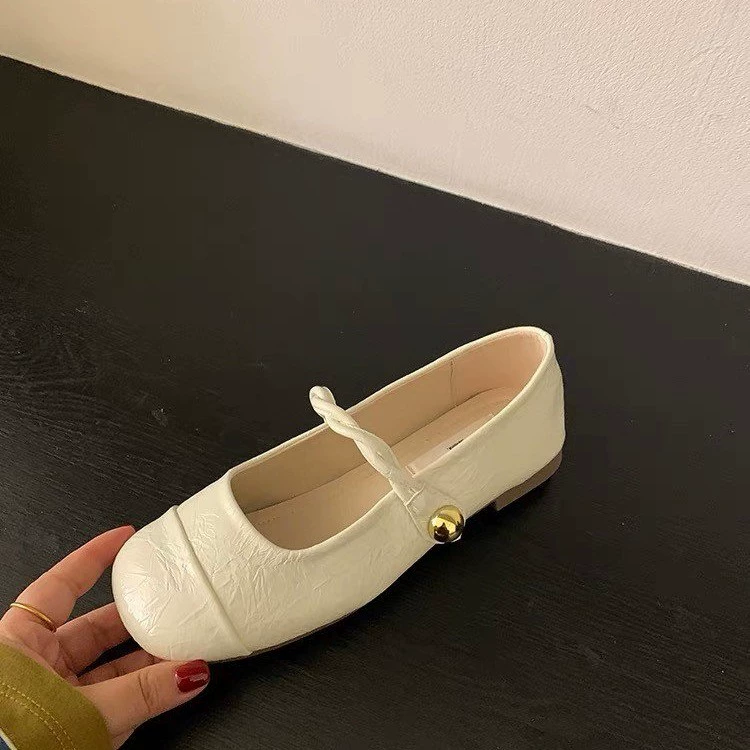 Плоская подошва французского вечернего бриза Одиночные туфли Мэри Джейн Женские туфли 2025 новая весна и осень Балет бобовые туфли