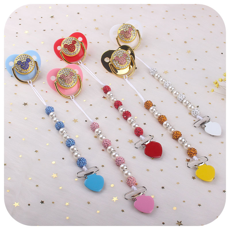 Suministros para bebés amor chupete clip chupete cadena anti-caída creativo bebé Mickey forma chupete traje