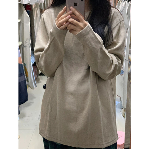 American Retro Check Long-Sleeve T-Shirt for Women - Spring and Autumn New Loose Oversize Casual Stylish Blazer Top