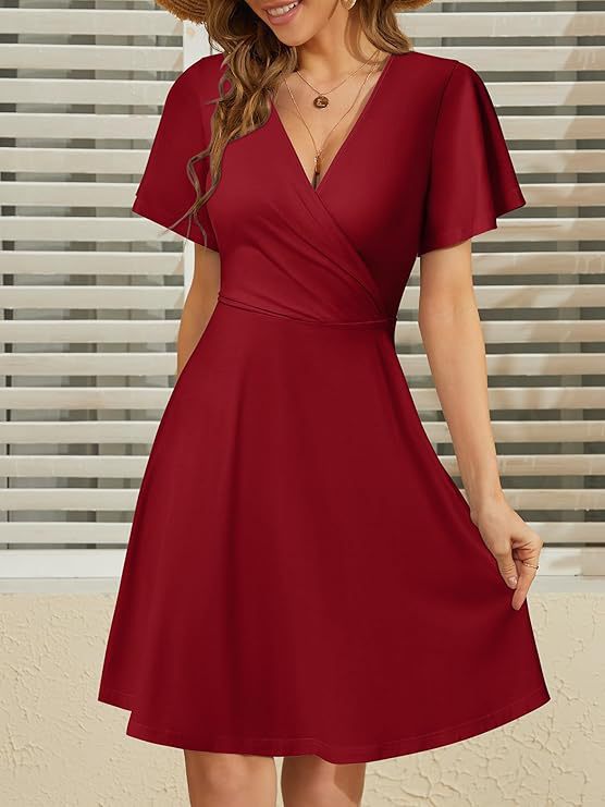 Verano de la nueva mujer flor triturada manga corta envuelta V-collar A vestido image 8