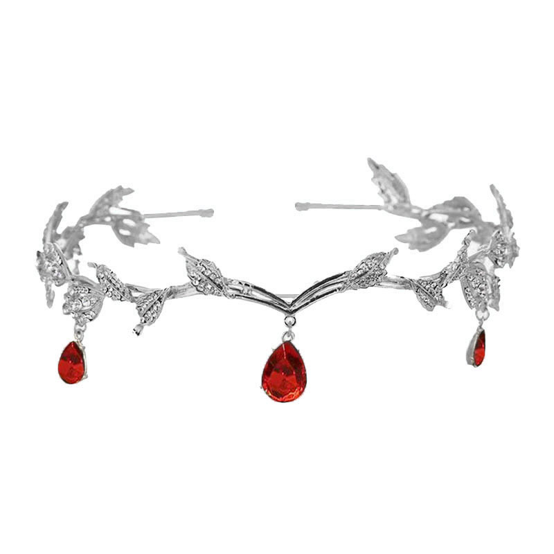 Corona barroca para mujer, dije de ceja nupcial de aleación con forma de gota de agua y hoja, diadema de princesa, accesorios para el cabello retro con diamantes de imitación