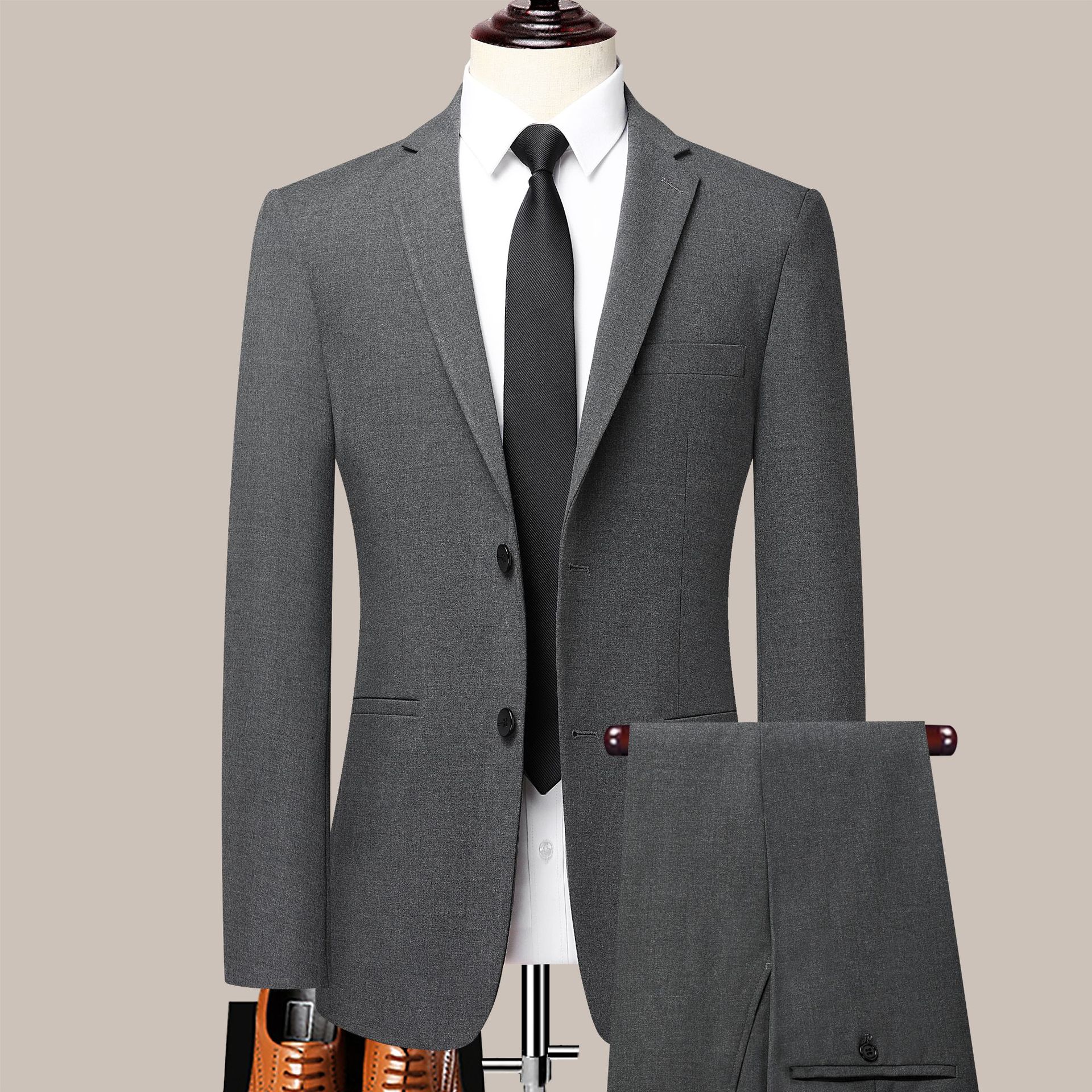 2024 Business Casual Men's Suit Spring and Autumn New Single Western Slim-fit Suit Solid Color Thin suit LL8980