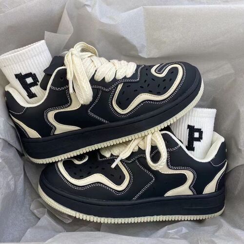 Autumn and winter ins style retro black anti-skid shoes men's niche college couple thick-soled moral training sneakers men's and women's trendy