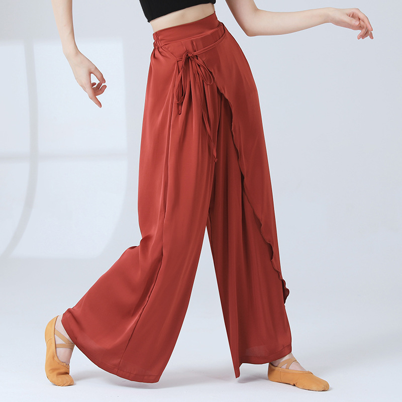 Classical dance pants straight elegant loose wide-leg pants Chinese dance body professional practice design sense Ribbon pants