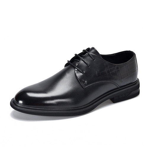Leather shoes for middle-aged men, versatile pointed leather shoes for commuting, business formal wear, black casual leather shoes