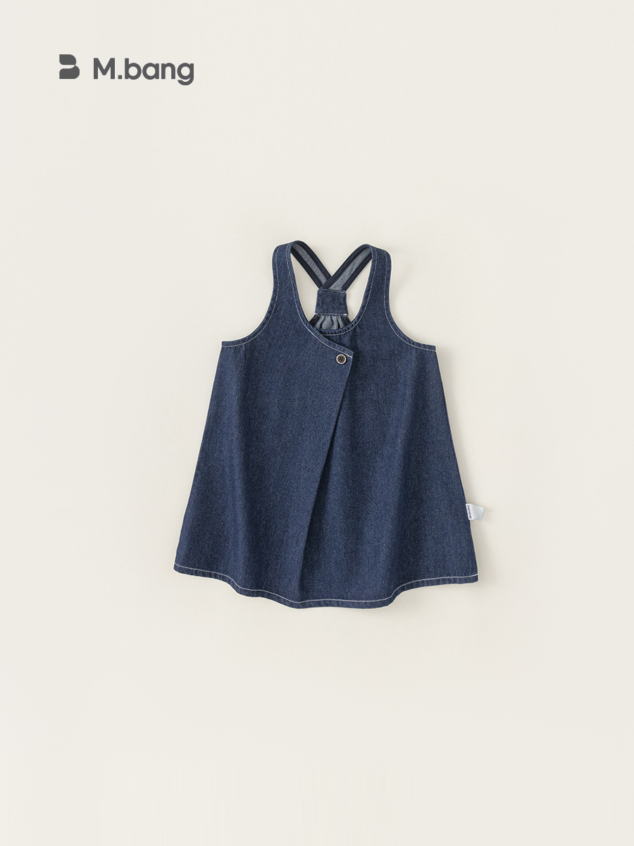 Yoobao ropa infantil de niña vaquero vestido de cinturón de otoño nuevo chaleco de bebé de color sólido vestido de otoño vestido infantil
