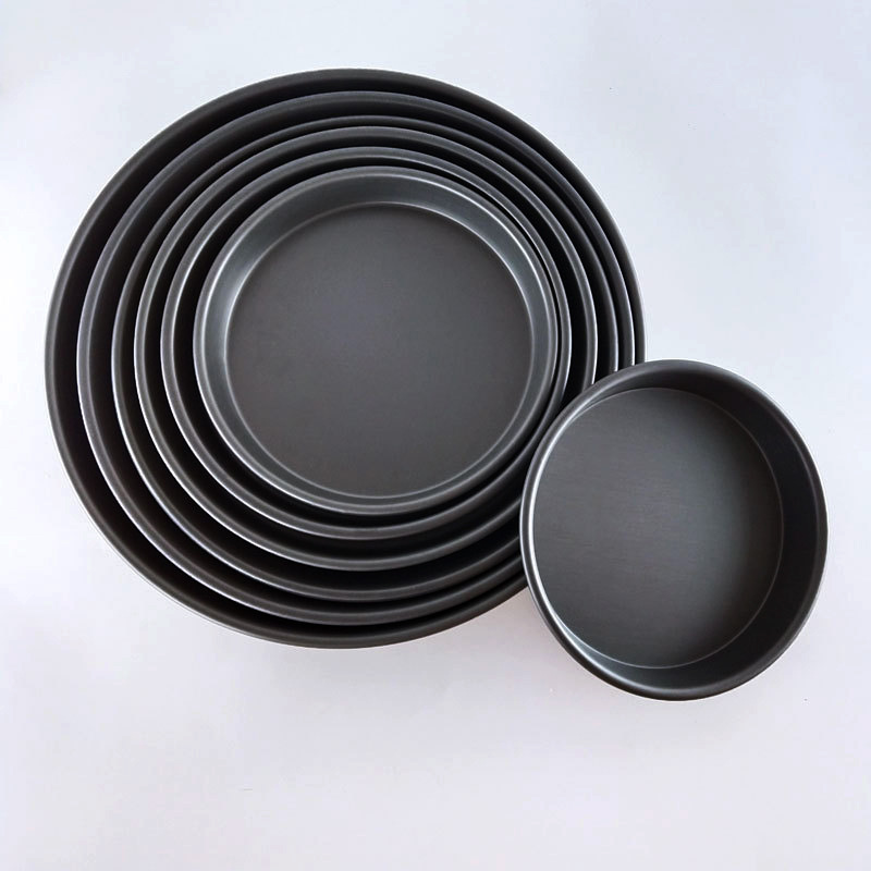 6 pulgadas 8 pulgadas 9 pulgadas 10 pulgadas de aleación de aluminio antiadherente Placa de pizza profunda Placa de pizza poco profunda placa redonda para hornear pizza Placa de pizza