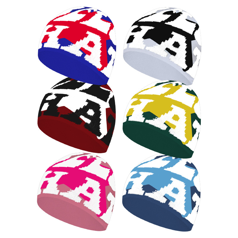 Jesenska in zimska ribiška črka, topla zunanja vetrovno odporna dvoslojna debela žakard pletena kapa_voghion.com