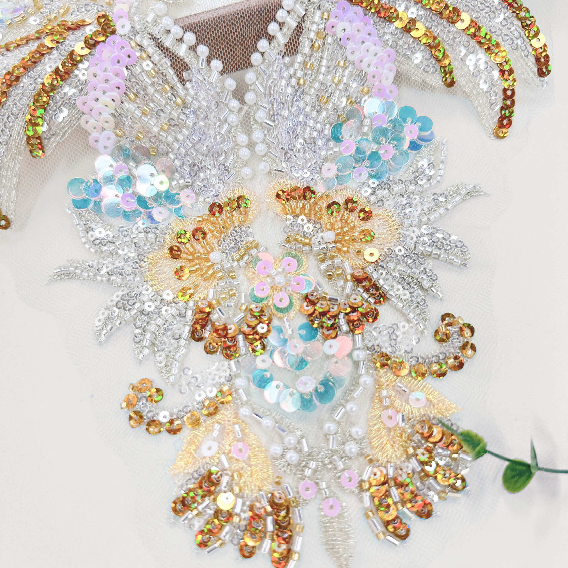 industria pesada esquinilla perla bordado parche vestido de boda accesorios de ropa china ropa infantil vestido de princesa decoración bordado parche tela al por mayor