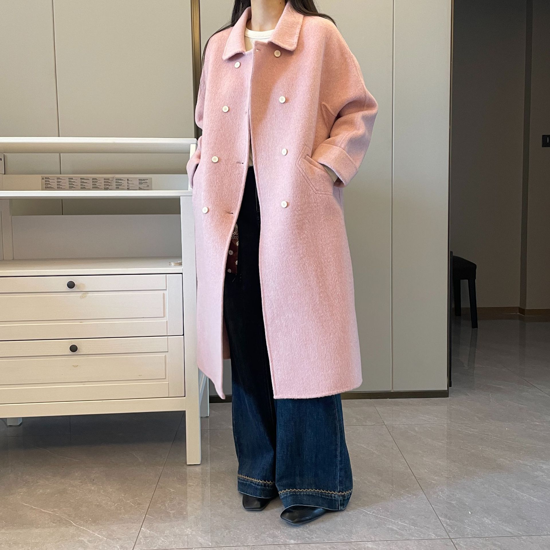 Lizhiqi Korean Wool Mid-Length Outwear for Women 2025 Autumn and Winter New High-End Age-Reducing Woolen Outwear 250257