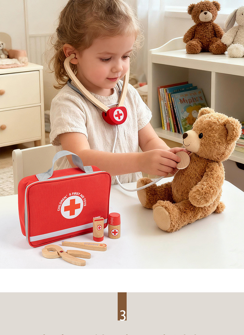 Set giocattolo medico in legno per bambini valigetta dottore_voghion.com