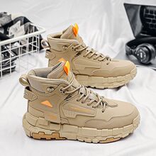 高颜值高帮男鞋秋季新款工装户外登山潮牌百搭工地上班耐磨马丁靴