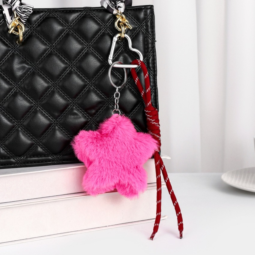 18g Weight Bag Charms Bag Accessories Type Heart Clasp Closure Clasp Closure Type 1 Piece Quantity Daily Occasion Plush Material Unisex Festival Star Pattern Cute Style 1 Piece Plush Star Heart Clasp Closure Bag Charms 3