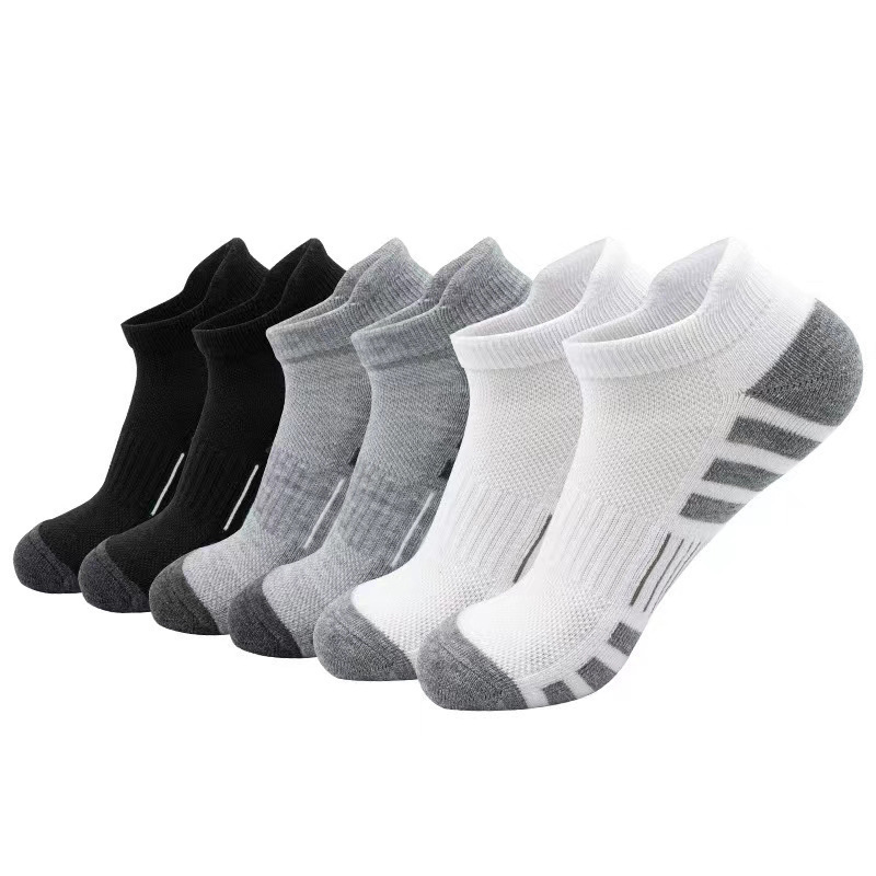 Cross-Border Amazon Men's Mesh Non-Slip No-Show Socks Basketball Towel Bottom Ankle Support Sports Short Socks