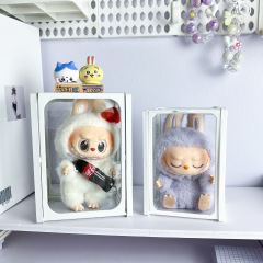 ラブラブ布収納ボックスlabubu座ってパーティーぬいぐるみ展示ボックス高透明防塵ガラス展示棚