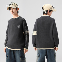 男大童毛衣套头秋冬款保暖线衣偏胖男孩洋气中大童儿童针织衫学生