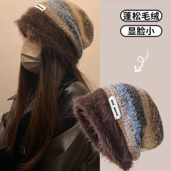 堆堆帽子女秋冬季大头围显脸小美拉德包头针织冷帽月子帽产后保暖