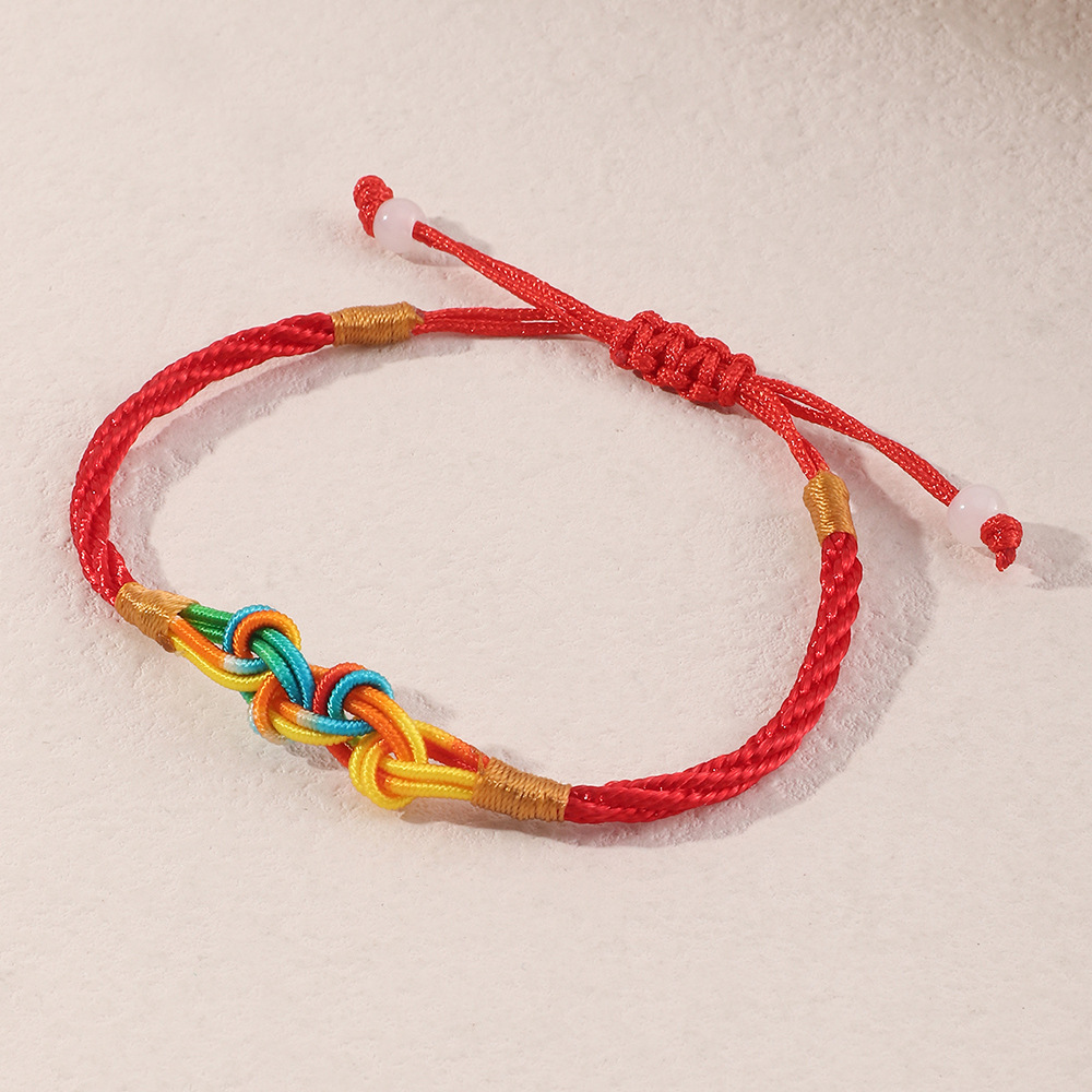 Simple Fashion Geometric Gradient Red Rope Adjustable Bracelet display picture 4