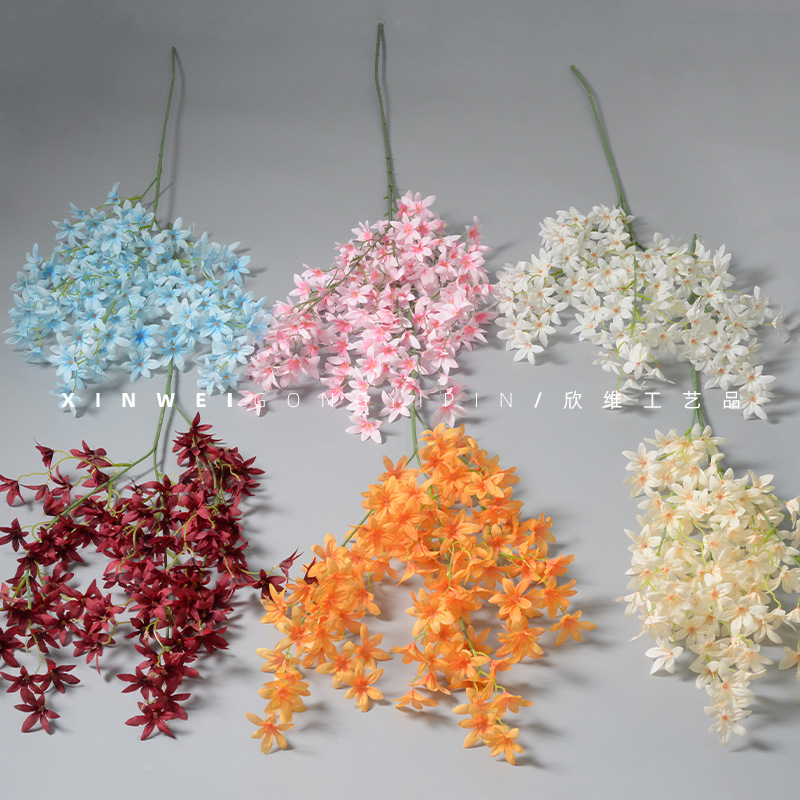 仿真加密文心蘭假花絹花 婚慶禮堂吊頂裝飾仿真花人造花洋蘭批發