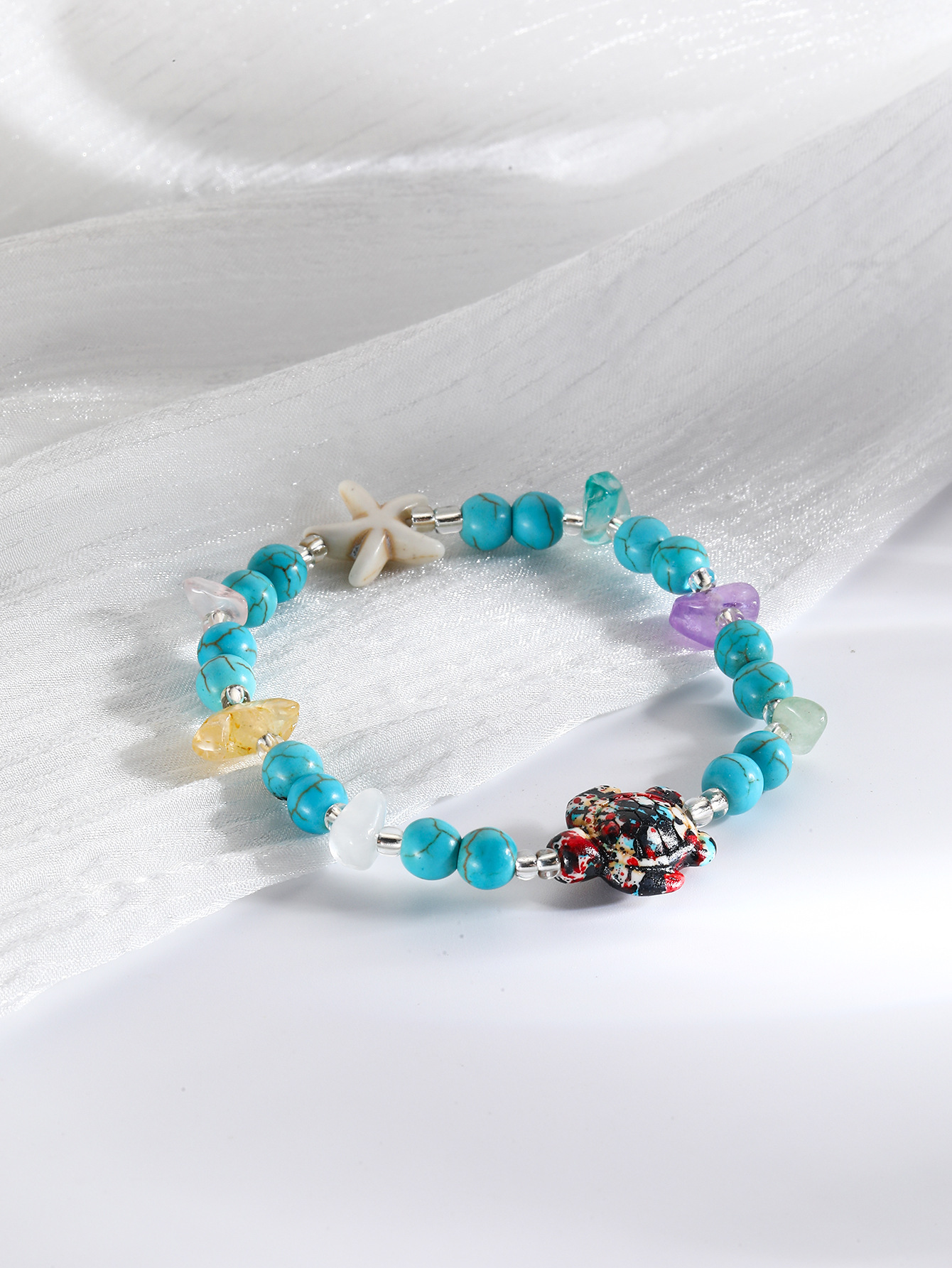 11g Weight Bracelets Classification Vacation Starfish Turquoise Beaded Chain Beaded Bracelets Wholesale