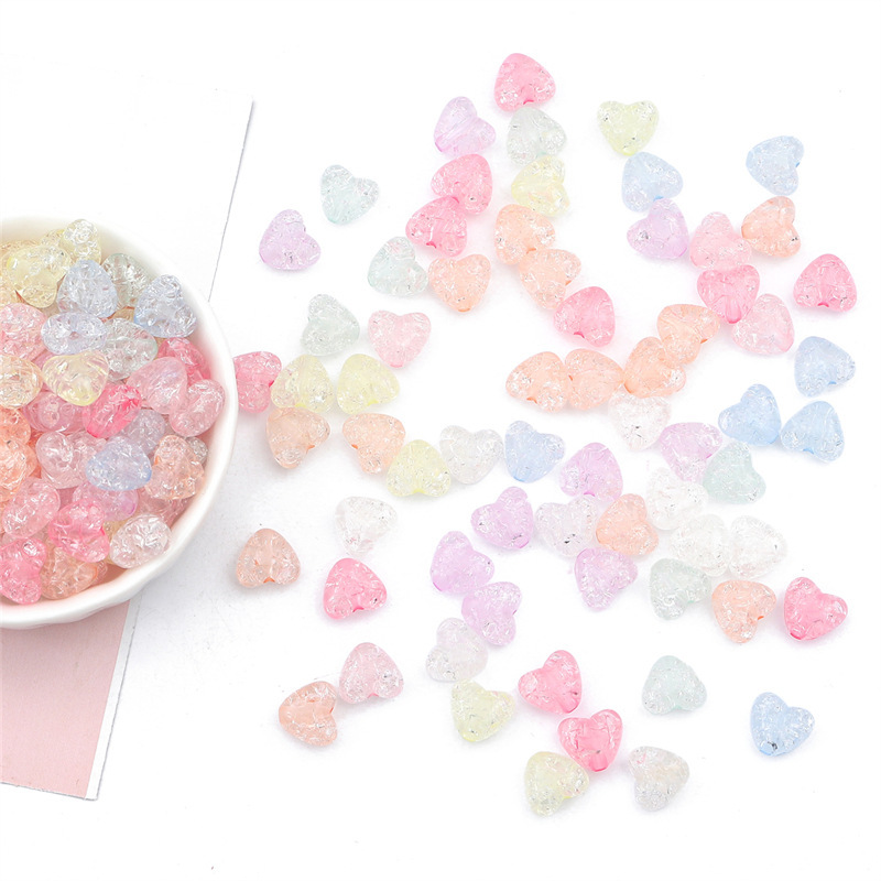 AliExpress color acrylic small heart popcorn beads crack loose beads DIY handmade jewelry bracelet accessories material