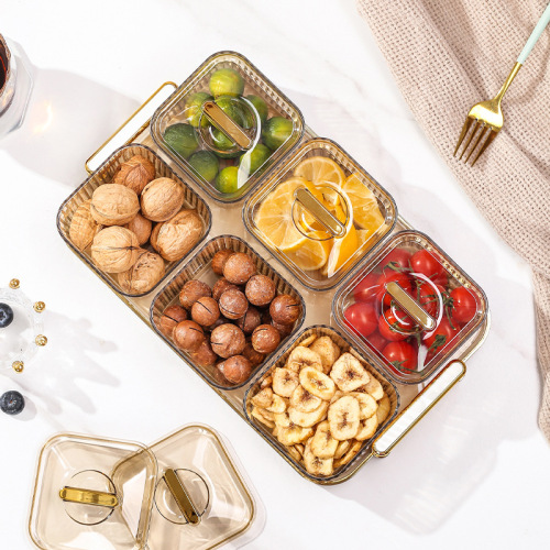 Dried fruit plate light luxury creative food grade fruit plate with lid household nut candy snack plate tea snack plate snack plate