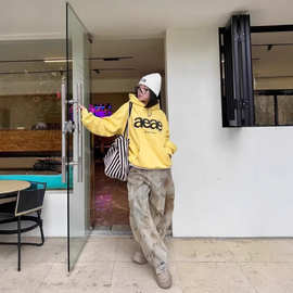 欧美式重工脏洗阔腿牛仔裤男无性别潮牌高街水洗做旧宽松弯刀裤子