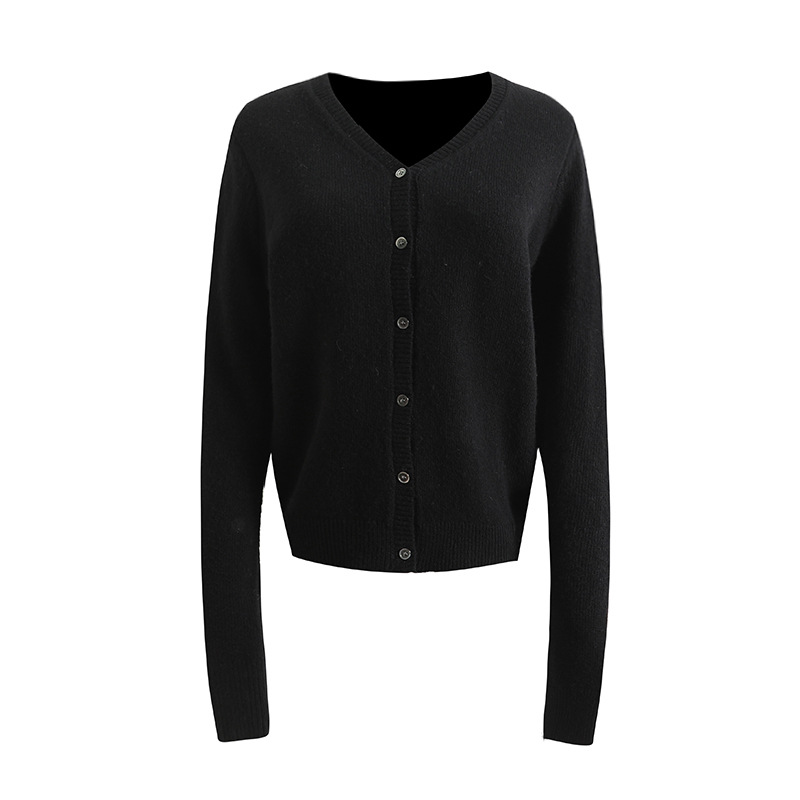 Nuevo modelo básico de delgado clásico de cuello en V de lana delgado jersey de punto suéter de mujer superior 4143