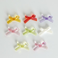 日系白色幻彩色透明蝴蝶結串珠子DIY手作髮飾品耳環項鍊配件材料