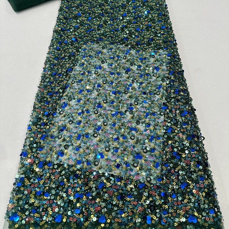 Bordado en tubo de cuentas, tela de malla de lenta, vestido de novia de novia, ropa de escenario, ropa de brindis, fabricante de telas, stock