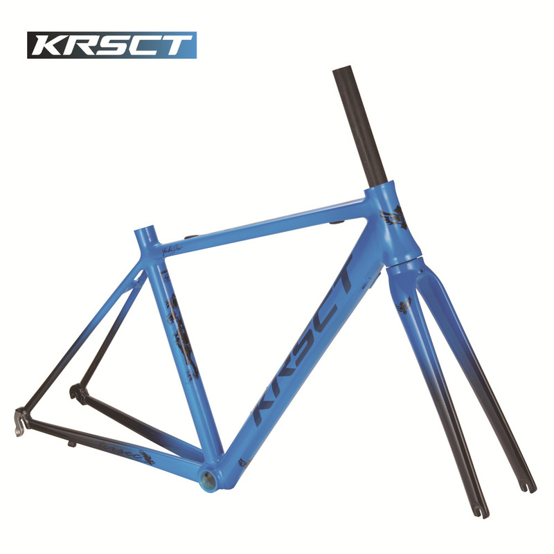 Krsec Road Bicycle Lightweight High-Strength Carbon Fiber Aluminum Alloy V-Brake Version Bicycle Frame Front Fork