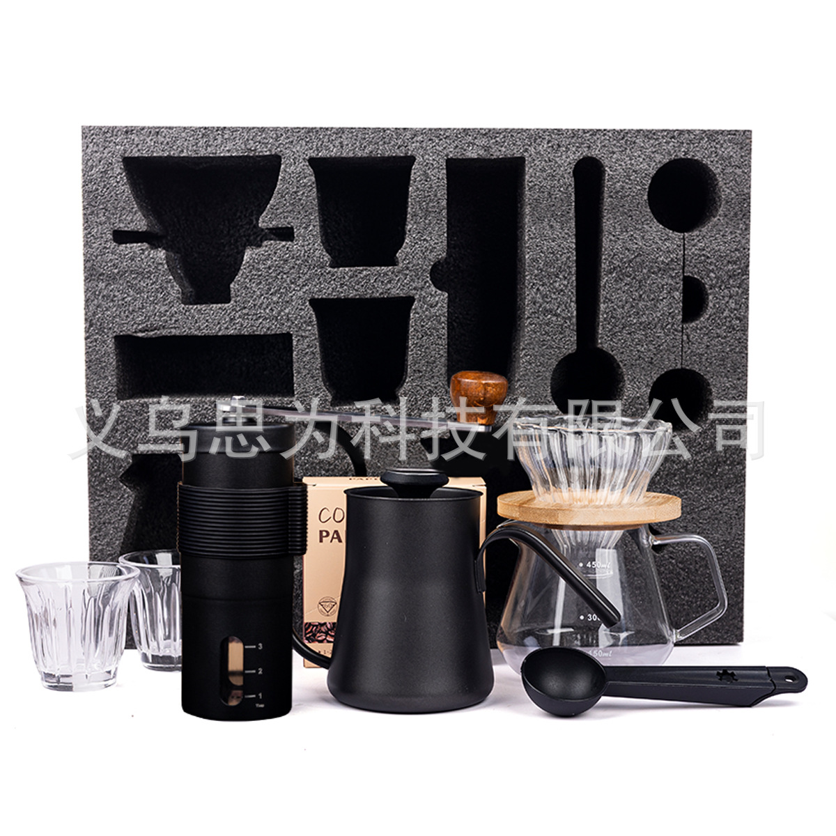 Juego de café hecho a mano núcleo de acero máquina de café molido a mano caja de regalo Aparato de café al aire libre combinación de olla hecha a mano regalo