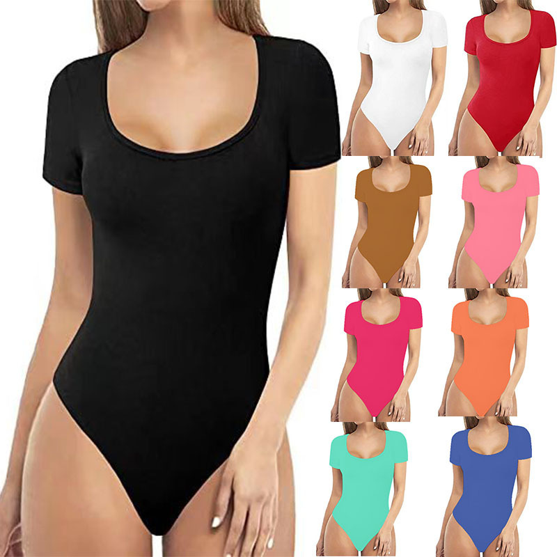 Women's Jumpsuit European and American Women's Low Crewneck Sexy Base Casual Jumpsuit