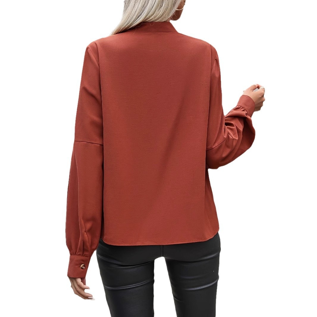 새틴 셔츠 여성의 봄 새로운 2025 새로운 패션 세련된 유행 탑 작은 셔츠 긴 소매 셔츠